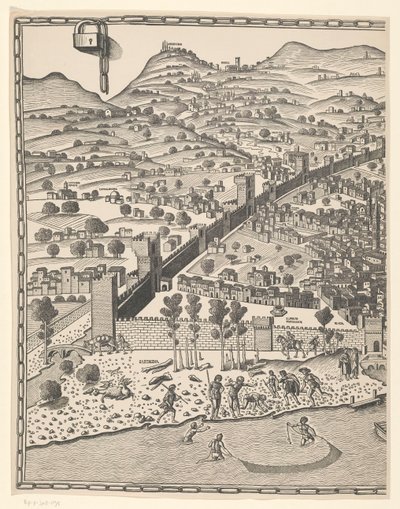 Kilátás Firenzére (bal oldal) Fiorenza (cím a tárgyon) alkotó: Reichsdruckerei