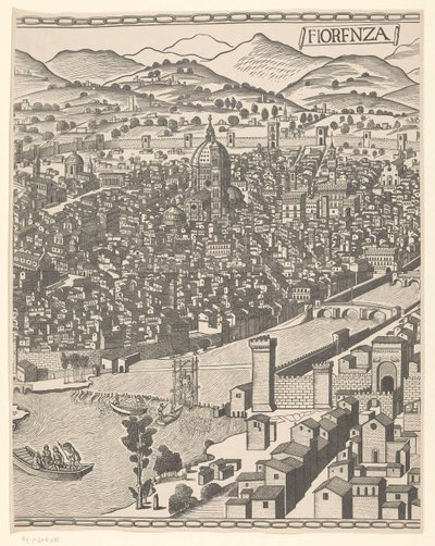 Kilátás Firenzére (középső rész) Fiorenza (cím a tárgyon) alkotó: Reichsdruckerei