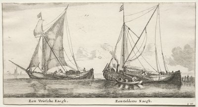 Amszterdam hajói: egy fríz Bilander. Egy Gelderland Bilander. alkotó: Reinier Nooms