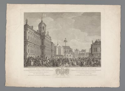 A szabadság ünnepe az amszterdami Dam téren, 1795. március 4 A szabadság ünnepe, a Szabadságfa felszentelése alkalmából, Amszterdamban, a Forradalom terén 1795. március 4. A Batávi Szabadság első éve / Fête de la L alkotó: Reinier Vinkeles (I)