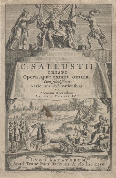 Egy császár és az igazságszolgáltatás szekéren Címlap ehhez: A. Thysius Jr., Opera, quæ extant, omnia, 1649 alkotó: Reinier van Persijn