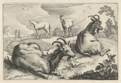Táj két kecskével és két lóval Diversa Animalia Quadrupedia (sorozat címe) alkotó: Reinier van Persijn