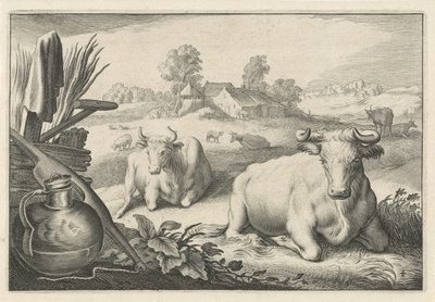Legelő két fekvő tehénnel Diversa Animalia Quadrupedia (sorozat címe) alkotó: Reinier van Persijn