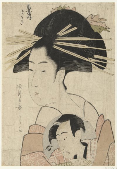 Tsukasa udvarhölgy az Ogiya házból Ogiya uchi Tsukasa (cím a tárgyon) alkotó: Chōkyōsai Eiri