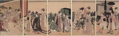 A palotakísérők Mitate felvonulása egy kastélyhoz érkezve alkotó: Chōkyōsai Eiri