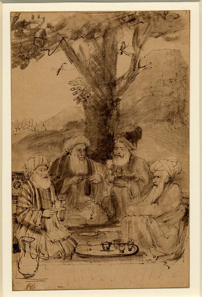 Négy mullah ül egy fa alatt, Rembrandt, 1656-61 körül. alkotó: Rembrandt