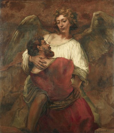 Jákob birkózik az angyallal alkotó: Rembrandt