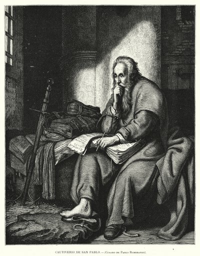 Szent Pál a börtönben (litho) alkotó: Rembrandt Harmensz. van Rijn (after)