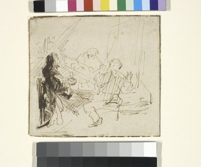 Vacsora Emmausban, 1630-33 körül (tinta és kréta papíron) alkotó: Rembrandt Harmensz. van Rijn (school of)