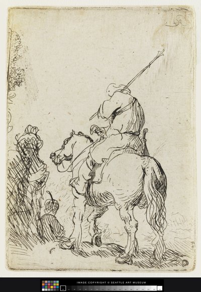 Egy turbános katona lóháton, 1632 körül (Rézkarc) alkotó: Rembrandt van Rijn