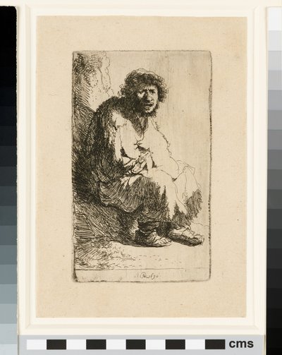 Koldus ül egy bankon alkotó: Rembrandt van Rijn