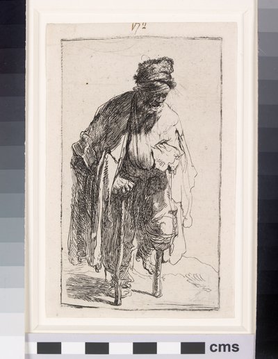 Koldus fa lábbal, 1630 körül (rézkarc) alkotó: Rembrandt van Rijn