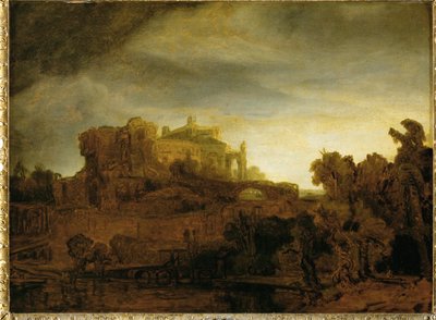 Kastély alkonyatkor ... alkotó: Rembrandt Harmensz. van Rijn