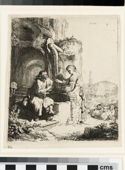 Krisztus és a szamáriai asszony a romok között alkotó: Rembrandt van Rijn