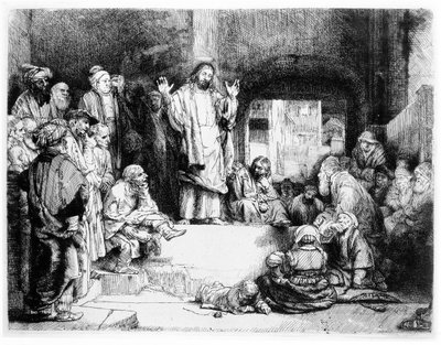 Krisztus prédikál, 1652 körül (rézkarc) alkotó: Rembrandt van Rijn