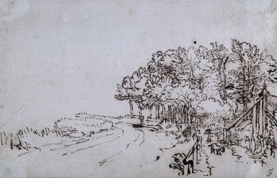 Cops a Trompenburg melletti Amsteldijk fejében, 1649 körül (toll és tinta papíron) alkotó: Rembrandt Harmensz. van Rijn