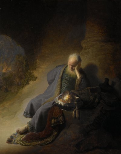 Jeremiás gyászol Jeruzsálem pusztulása miatt alkotó: Rembrandt van Rijn