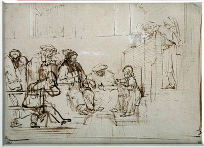 Harmensz Van Rijn Rembrandt (1606-1669) rajza: Jézus gyermeke orvosokkal alkotó: Rembrandt van Rijn