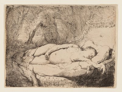 Jupiter és Antióp: Kisebb lemez, 1631 körül (rézkarc súrolópapírra) alkotó: Rembrandt Harmensz. van Rijn
