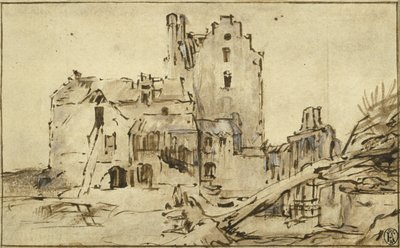 Kosztverloren kastély Pusztulásban, 1652-57 alkotó: Rembrandt van Rijn