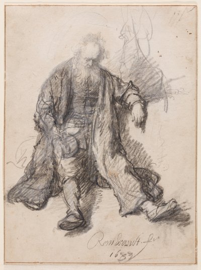 Öreg ülve (The Drunken Lot?), 1630-33 körül (toll, kréta és tinta papíron) alkotó: Rembrandt Harmensz. van Rijn