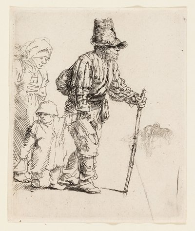 Parasztcsalád a csavargón, 1652 körül (rézkarc krémszínű papírra) alkotó: Rembrandt Harmensz. van Rijn