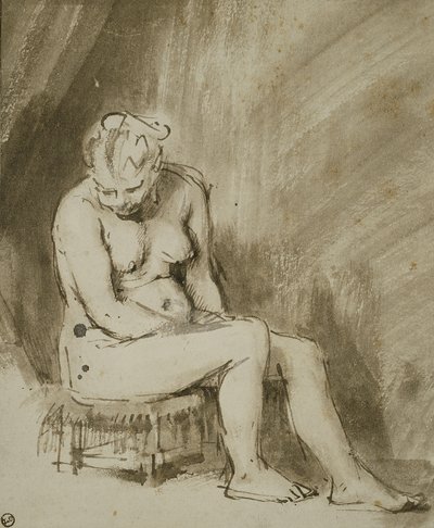 Ülő női akt alkotó: Rembrandt van Rijn