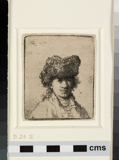 Önarckép szőrme sapkában alkotó: Rembrandt van Rijn
