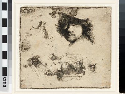 Tanulmányok lapja alkotó: Rembrandt van Rijn