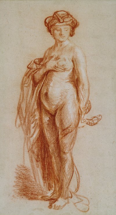 Tanulmány egy meztelen nőről, mint Kleopátra alkotó: Rembrandt van Rijn