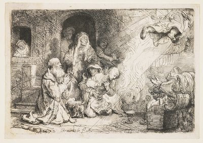 Tóbiás családjából távozó angyal alkotó: Rembrandt van Rijn