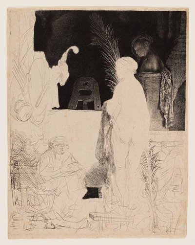 A művész rajza a modellből, 1639 körül (rézkarc és szárazhús súrolópapíron) alkotó: Rembrandt Harmensz. van Rijn