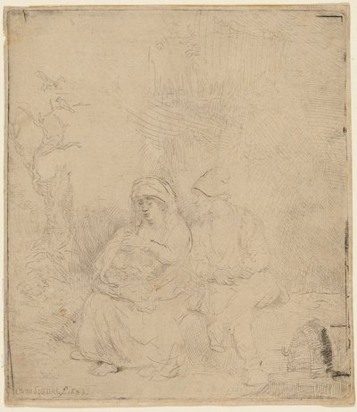 A többi az egyiptomi repülésen: Könnyen maratott alkotó: Rembrandt Harmensz. van Rijn