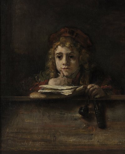 Titus az íróasztalánál alkotó: Rembrandt Harmensz. van Rijn