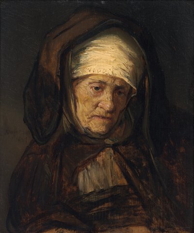 Egy idős nő feje alkotó: Rembrandt Workshop