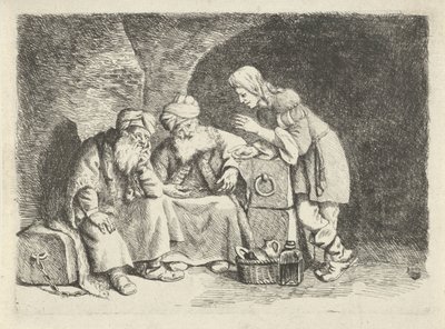 József elmagyarázza a pék és a pohárnok álmait alkotó: Rembrandt van Rijn (follower of)