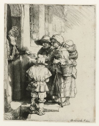 Egy vak őrült játékos és családja Egy vak huncut játékos és alamizsnát kapó családja alkotó: Rembrandt van Rijn