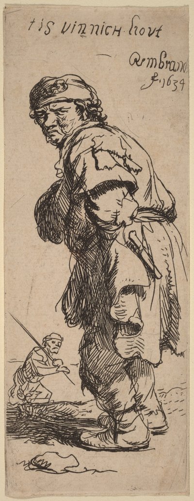Egy paraszt kiáltja: „tis vinnich kout” (Rágó hideg van) alkotó: Rembrandt van Rijn