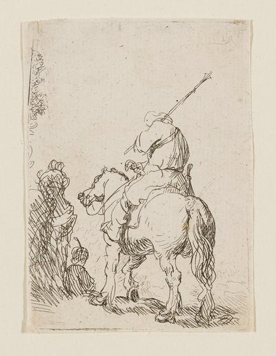 Turbános katona lóháton alkotó: Rembrandt van Rijn