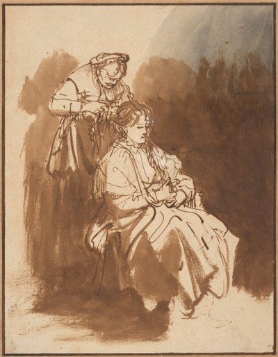 Egy fiatal nő, akinek befonják a haját, 1637 körül alkotó: Rembrandt van Rijn