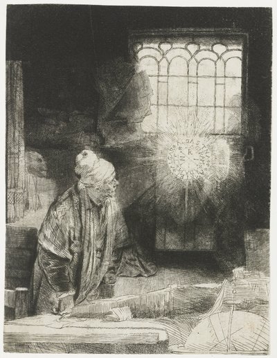 Egy tudós a dolgozószobájában alkotó: Rembrandt van Rijn
