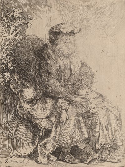 Ábrahám simogatja Izsákot, c. 1637. alkotó: Rembrandt van Rijn