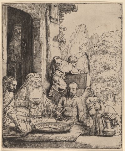 Ábrahám szórakoztatja az angyalokat alkotó: Rembrandt van Rijn
