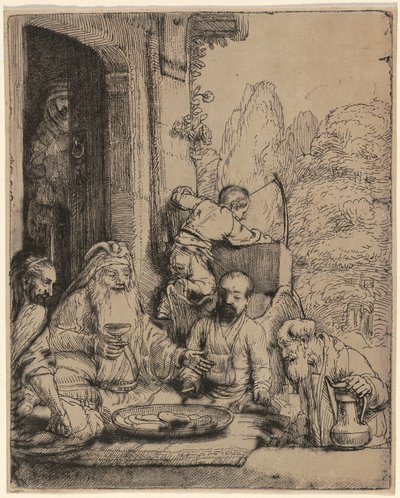 Ábrahám szórakoztatja az angyalokat alkotó: Rembrandt van Rijn