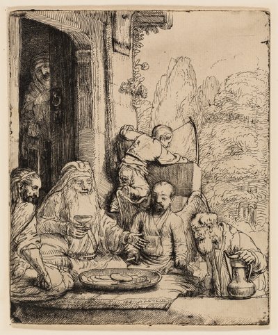 Ábrahám szórakoztatja az angyalokat alkotó: Rembrandt van Rijn