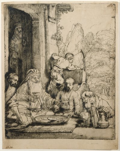 Ábrahám vendégül látja az angyalokat alkotó: Rembrandt van Rijn