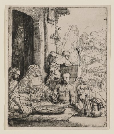 Ábrahám vendégül látja az angyalokat alkotó: Rembrandt van Rijn