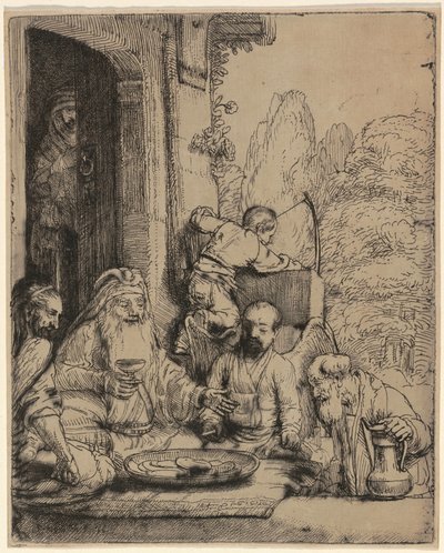 Ábrahám vendégül látja az angyalokat alkotó: Rembrandt van Rijn