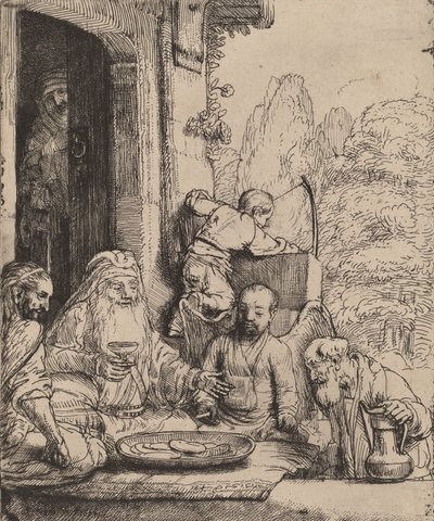 Ábrahám szórakoztatja az angyalokat, 1656. alkotó: Rembrandt van Rijn