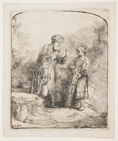 Ábrahám és Izsák, 1645 alkotó: Rembrandt van Rijn